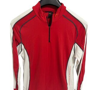 KJUS Systems Pullover Sweater 1/2 Zip Women’s Large Red Mock Neck Polyester